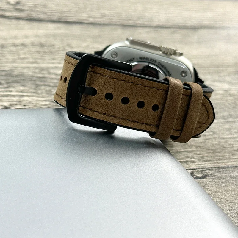 Apple Watch用シリコンとレザーストラップ,iwatchシリーズ5,6,se,7,8,9,10 ultra,44mm, 40mm, 45mm, 41mm 46mm、42mm、49mm