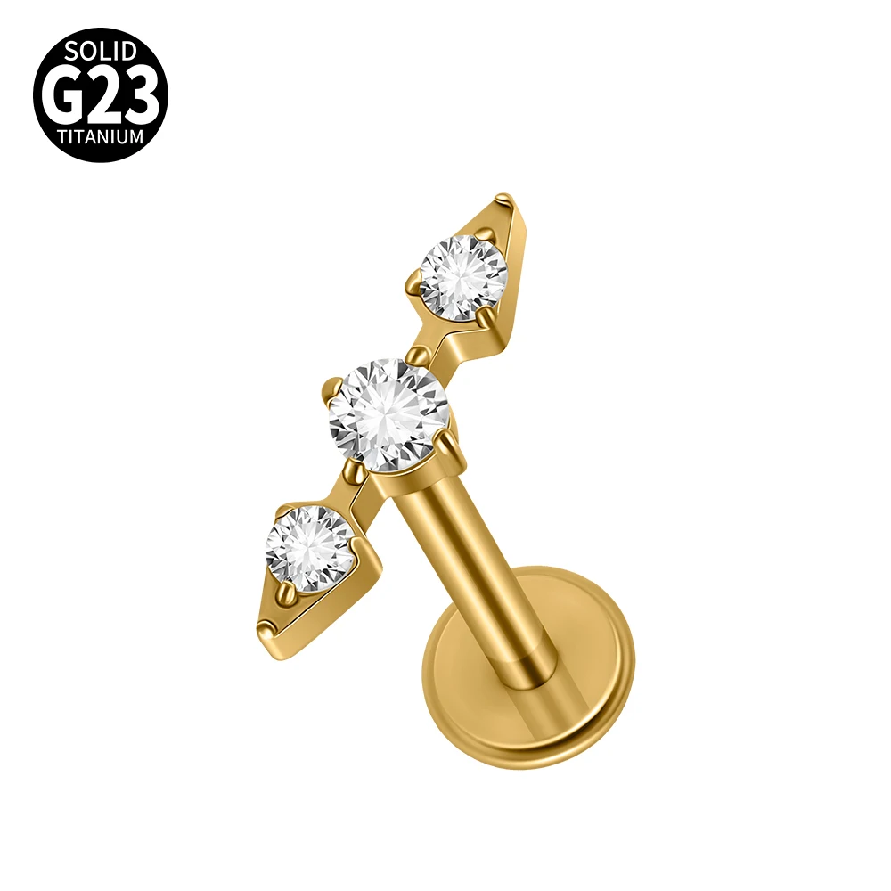 G23 Titanium Star Zircon Lip Studs