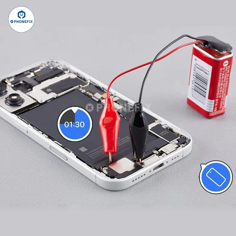 9V Battery Adhesive Quick Removing Cable Dual Alligator Clips Buckle Line for iPhone 16 / 16 Plus Battery Disassembly Repair