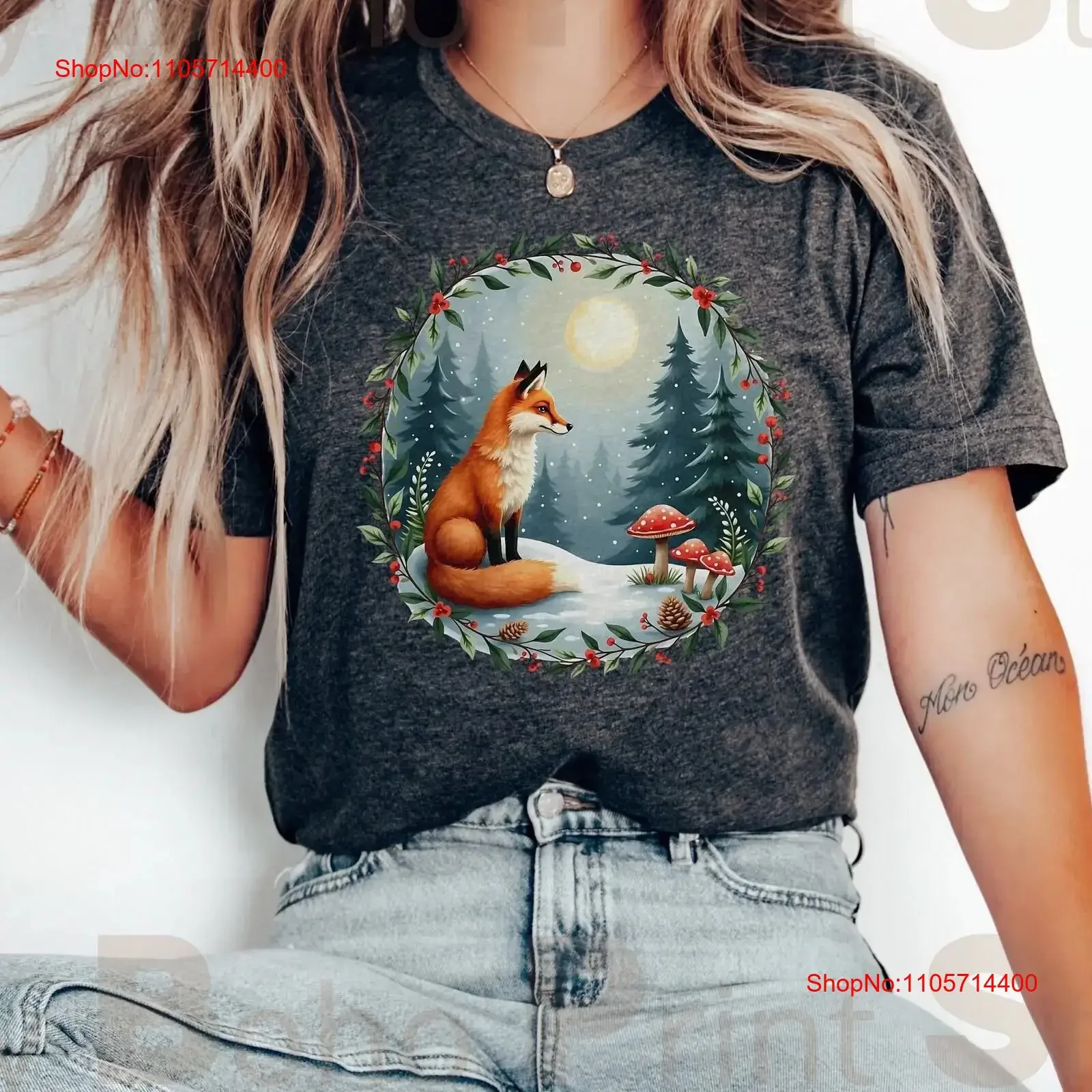 Enchanting Watercolour Fox Cottagecore T shirt Winter Christmas Witchy Cosy Forest Core Whimsical Folklore For Her vintage
