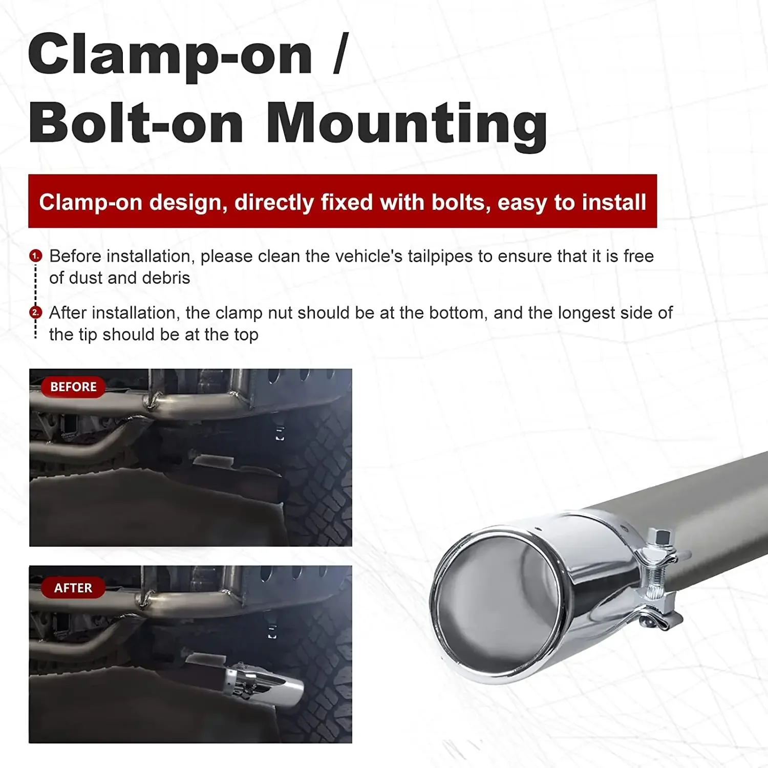 PT932-35180-02 PT932-35162 6,9 Zoll 8,5 Zoll Chrom Auspuffspitze Clamp-on Für 2005-2023 Toyota Tacoma Splitter