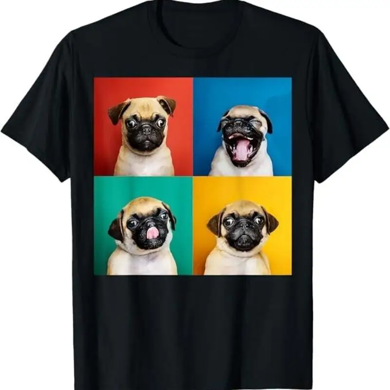 Camiseta con retrato de cachorros Pug, fotos de Carlino para amantes de los perros