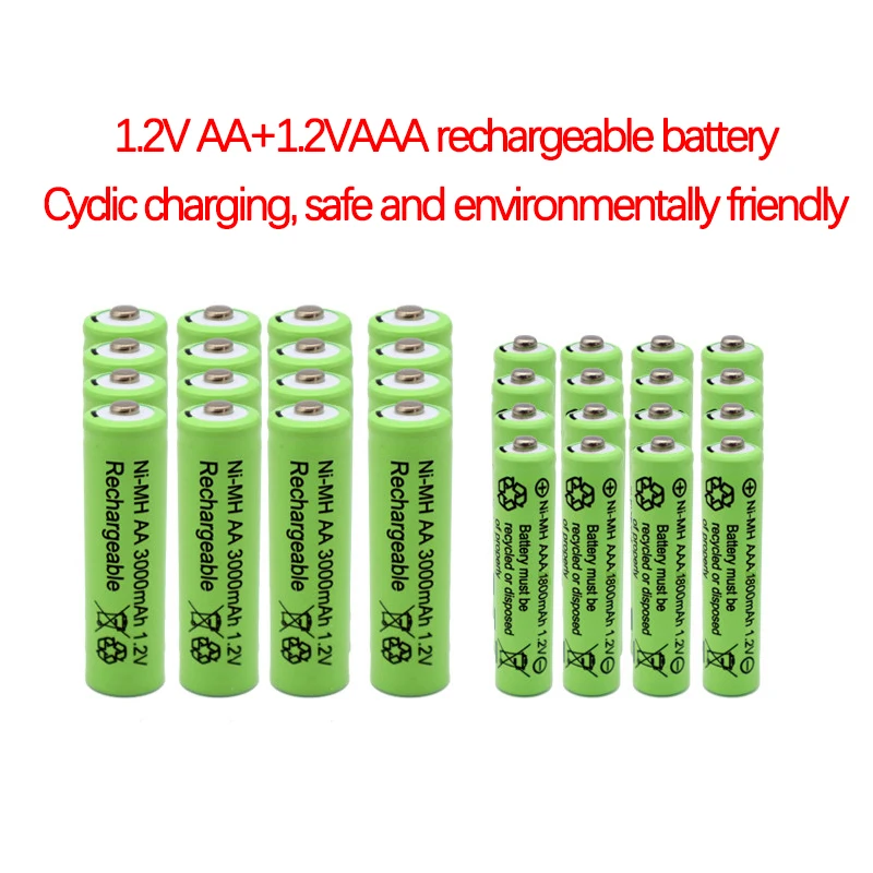 100% nowy 1.2V AA 3000mAh + 1.2V AAA 1800mAh akumulator zdalne sterowanie na baterie lampa zabawkowa bateria o dużej pojemności długi na baterie