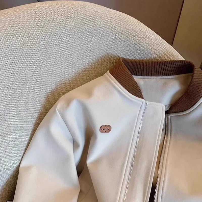 Baseball Spring and Autumn Jacket New Contrasted Color Casual Small Perfect Short Jacket Top