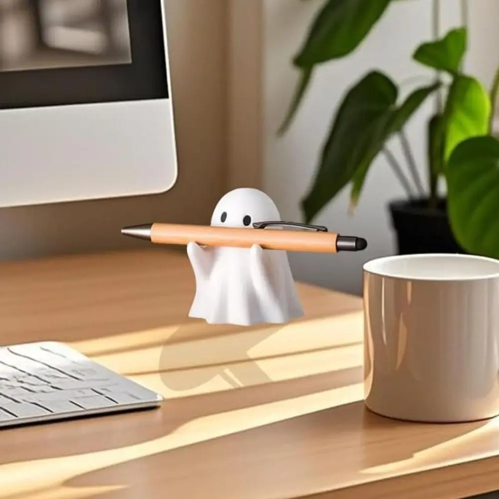 Cute Ghost Pen Holder Funny Portable Desktop Decoration Ornament Creative Decorative Halloween Ghost Figurine Home