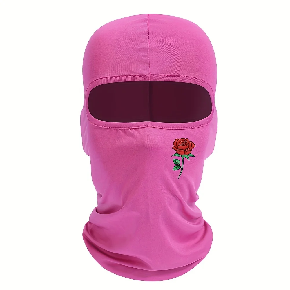 Rose printed balaclava hat windproof and sun resistant ski mask suitable for outdoor cycling and travel image 3