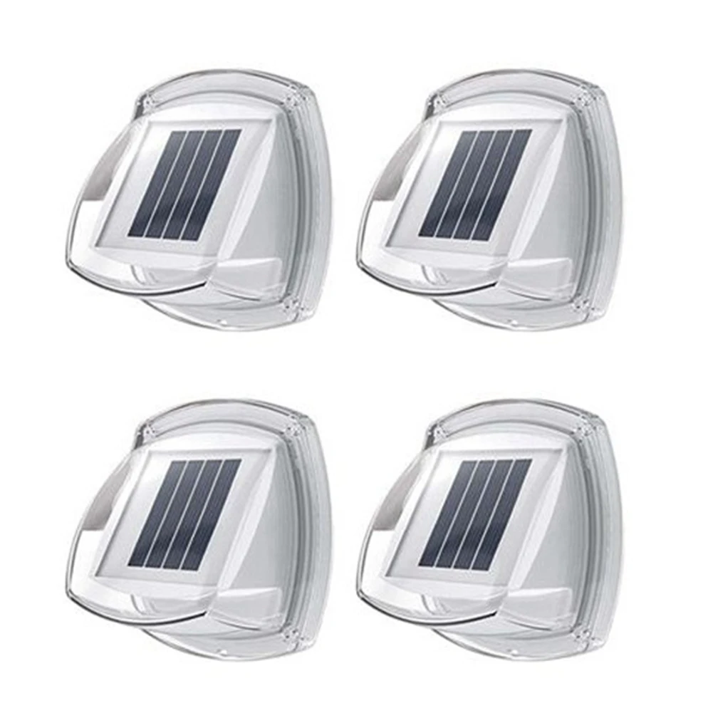 4Pack Solar Fence Lights Outdoor Waterproof 8 LEDs Outdoor Wall Lights Solar Powered Deck Light Decorative Warm Light