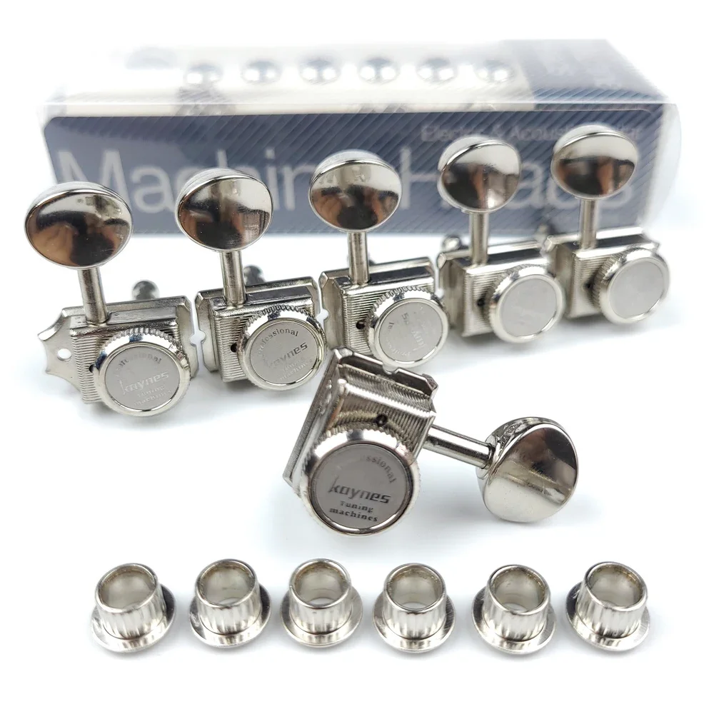 1 Set 6 In-line Locking Vintage Electric Guitar Machine Heads Tuners  Guitar Lock String Tuning Pegs ( Nickel ) view 2