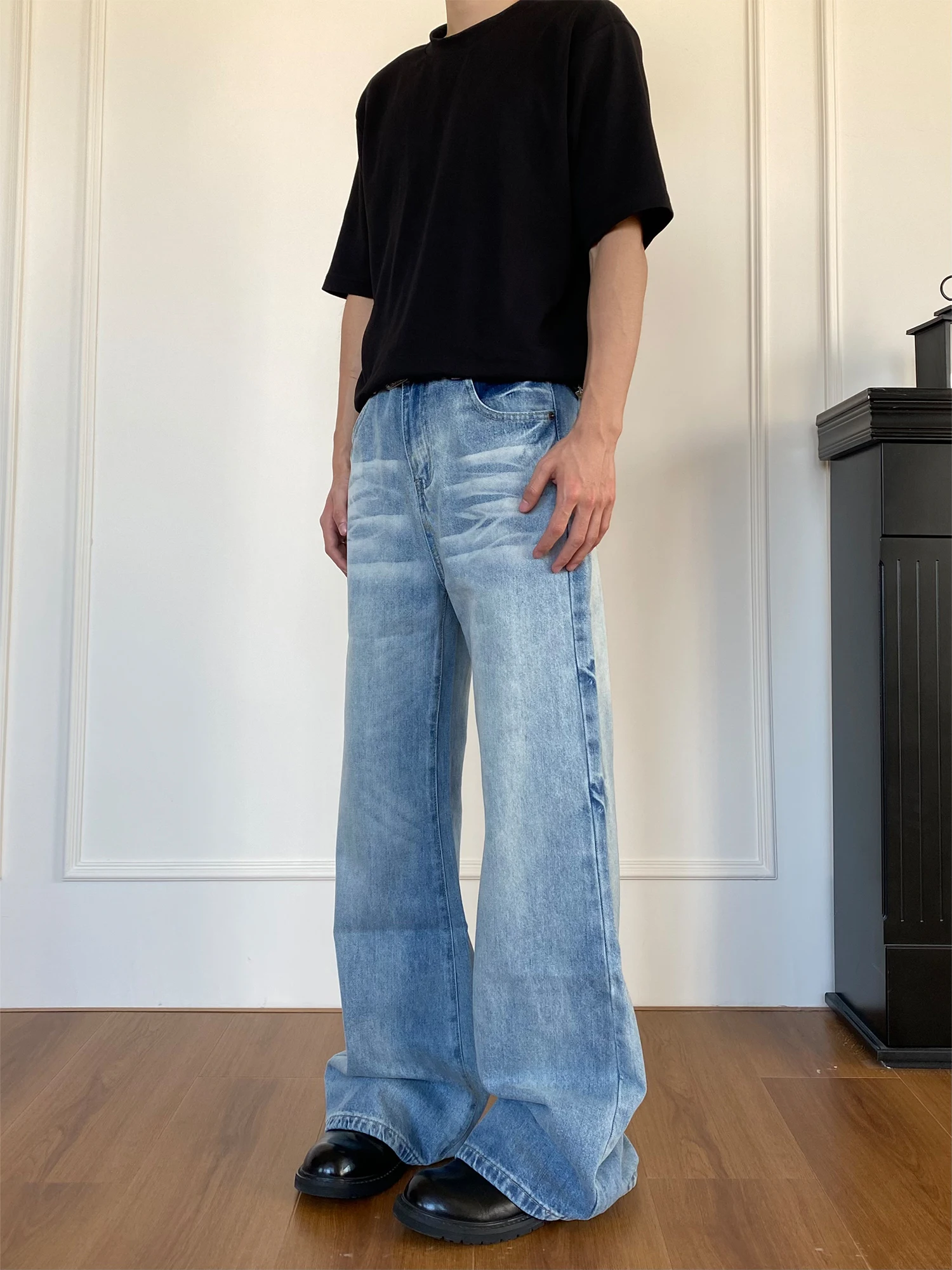 

ABCBUFUT American Waed Vintage Jeans Loose Straight Leg Floor-Length Trousers for Men And Women Casual Faion Jeans