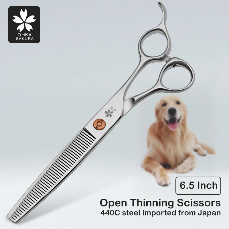 Thinning tooth scissors 6.5inch 440C material with hair removal of 55% pet beautician professional hairdressing scissors for dog