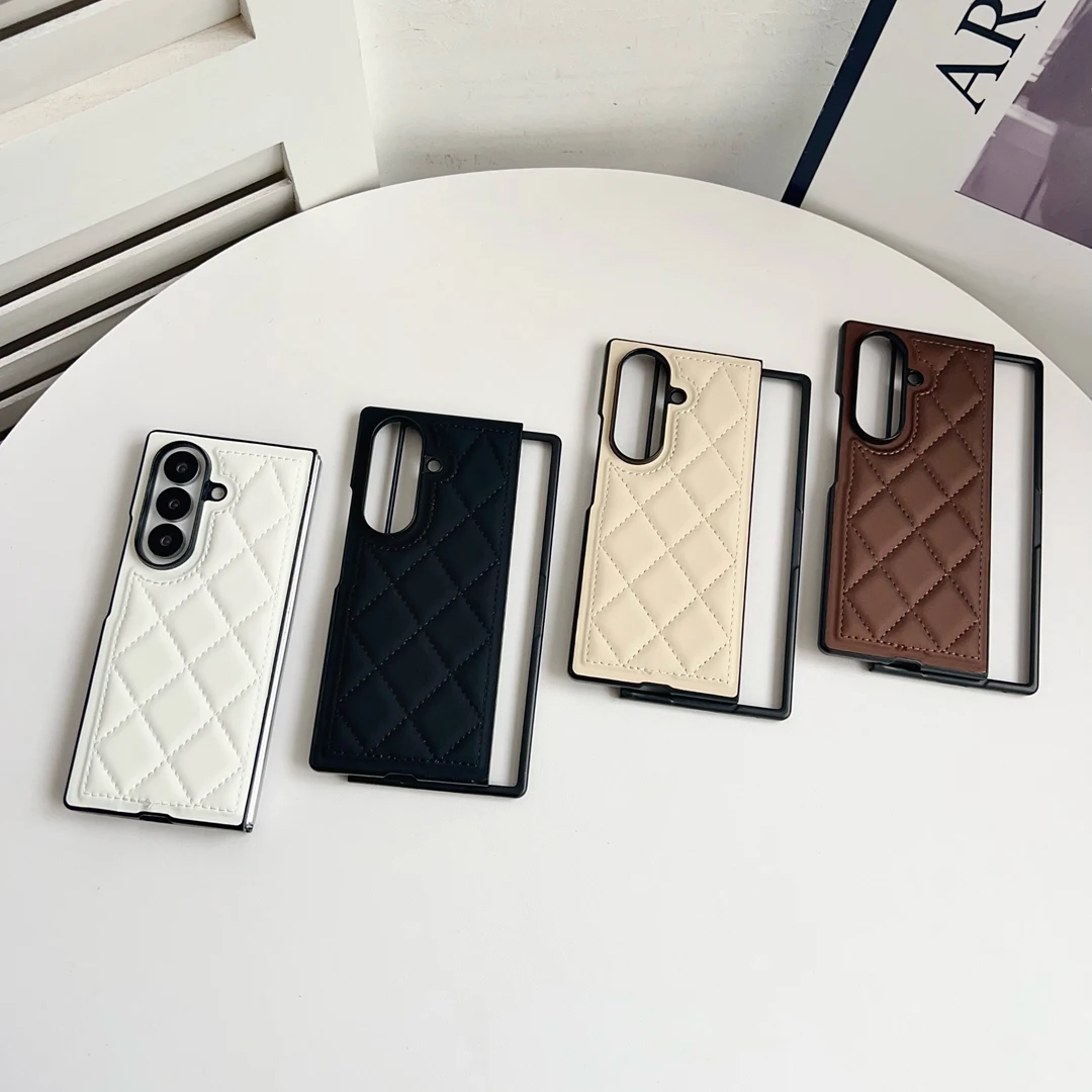 

Luxury 3D Grid Leather Case For Samsung Galaxy Z Fold 5 Z Fold 6 Z Fold 7 Shockproof Funda Phone Cover For Samsung Z Fold6 Fold7