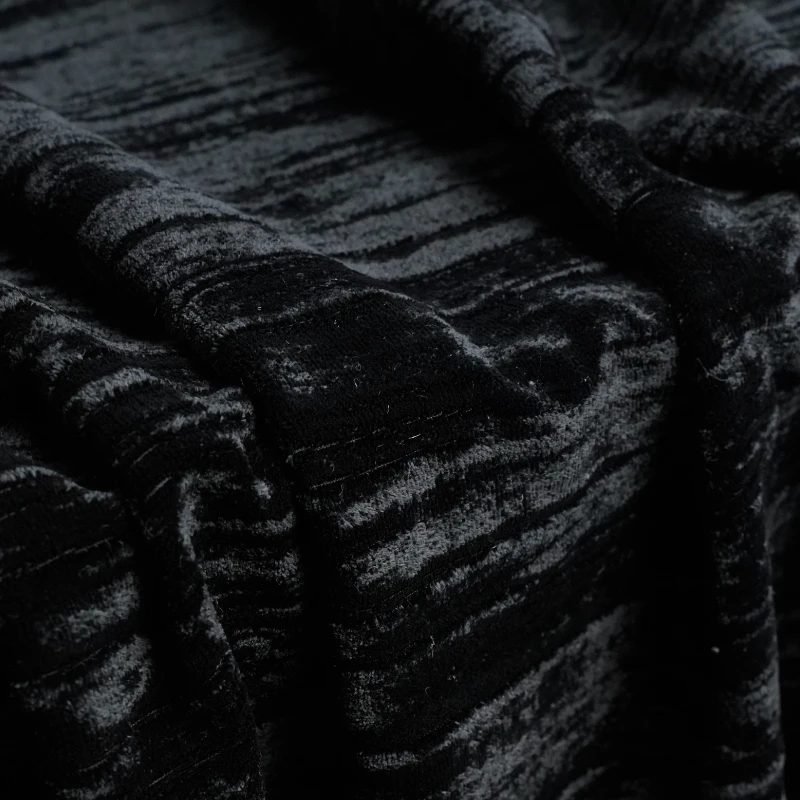 

Pleated Velvet Fabric Soft Black Stripes for Clothing Dress Designer Handmade Diy Sewing Material Cloth By The Meter