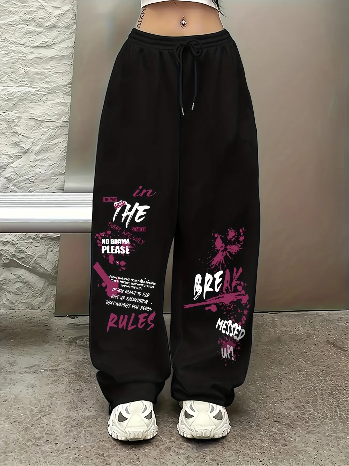 

Street Hip-hop Pattern Printed Casual Sportswear Pants Spring/autumn Machine-washable Urban Fashion Pants, Cute Pants