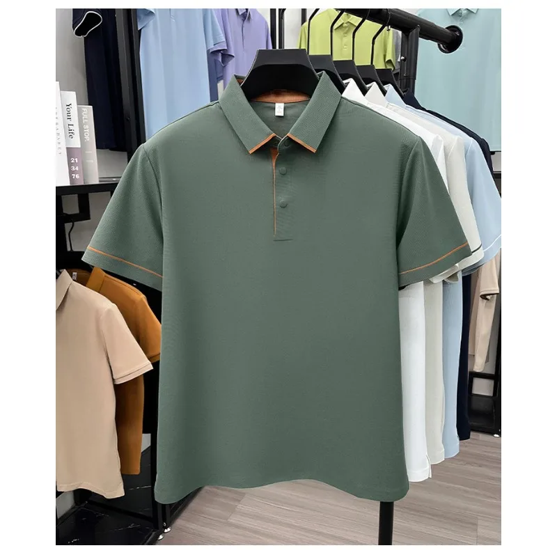 Trendy T Shirts For Men Polo Shirt Short Sleeve Seamless Breathable Comfort Fit Solid Color Casual