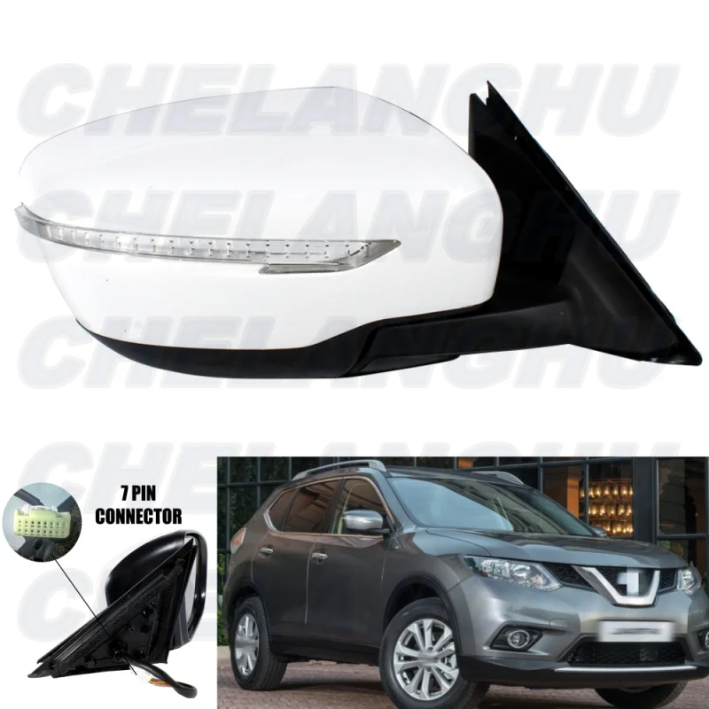 

For Nissan X-Trail T32 2014 2015 2016 2017 2018 2019 Right Side 7 Pins White Paintable Power Adjust Power Fold Mirror Assembly