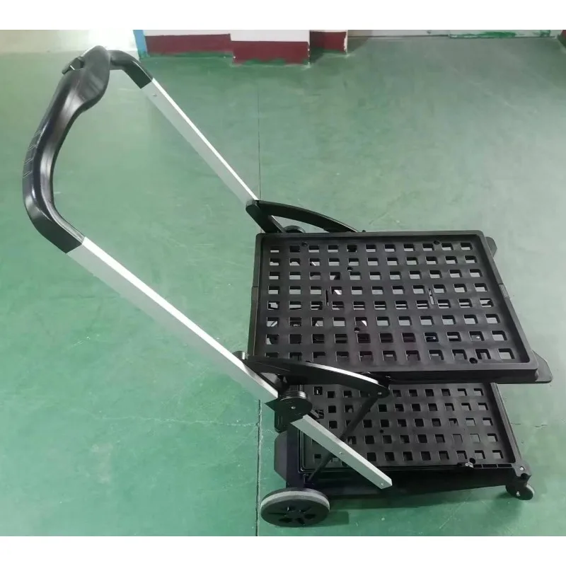 Discount four-wheel platform foldable plastic trolley for tool transportation, OEM