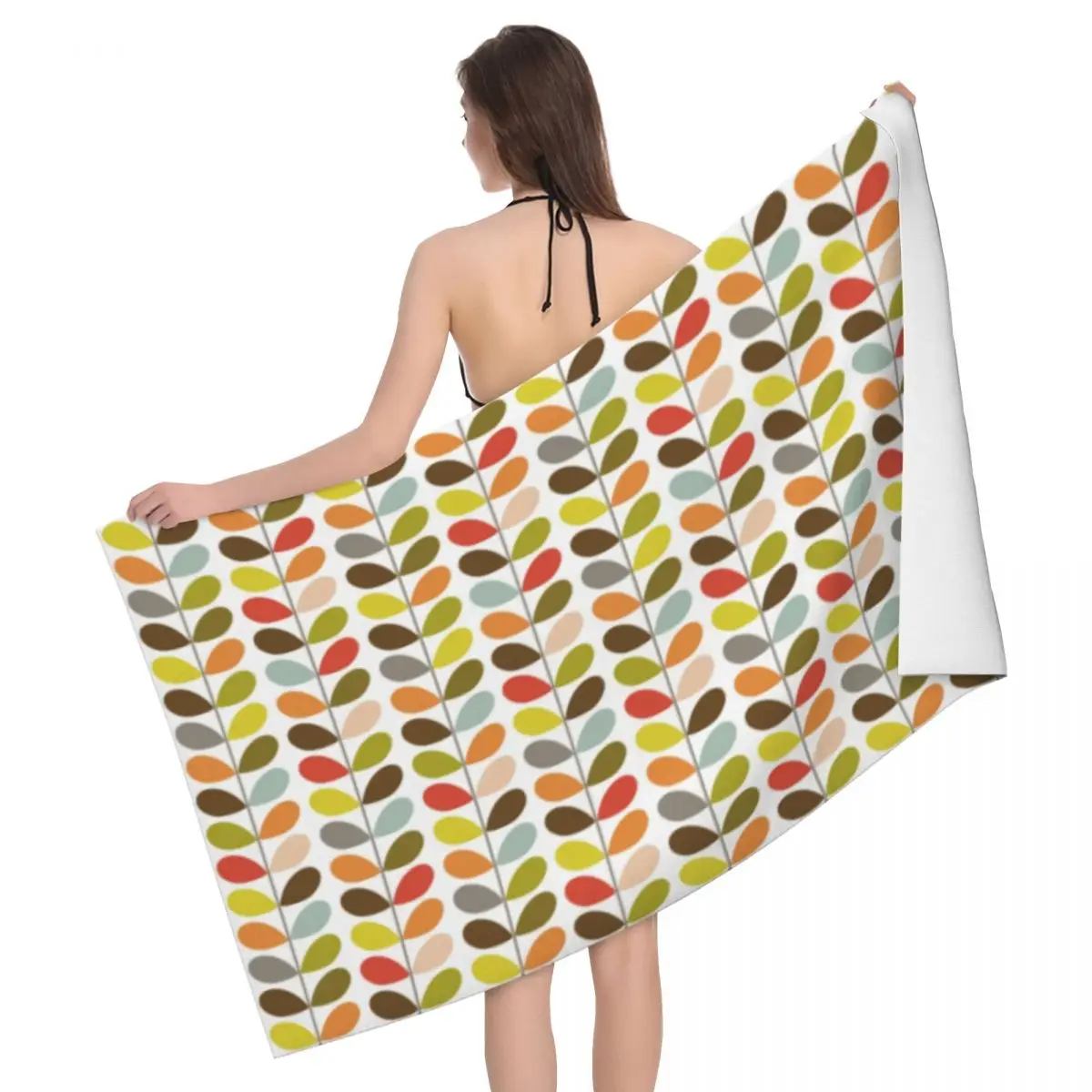 Custom Orla Kiely Flowers Quick Drying Microfiber Bath Beach Towel Super Soft Mid Century Modern Multi Stem Sports Shower Towels