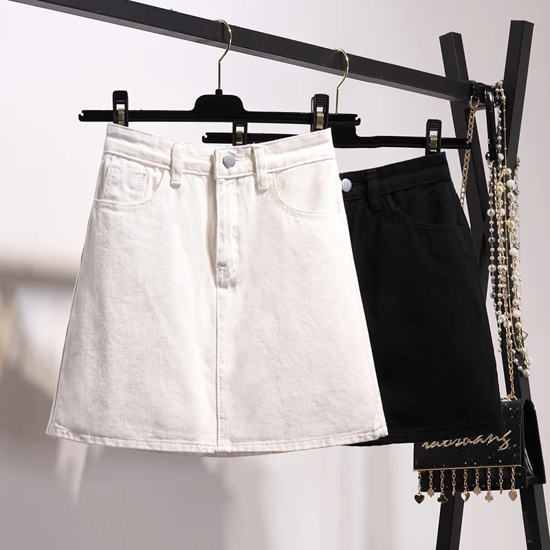 

Джинсовая юбка трапециевидной формы с высокой талией, женская Гонконгская студенческая юбка, весна-осень, Новое поступление, корейская версия