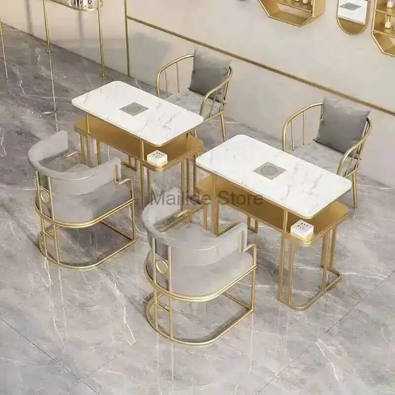 

Iron Modern Nail Salon Beauty for Tables Furniture Professional Manicure Table Simple Multi-functional Marble Desktop Nail Table