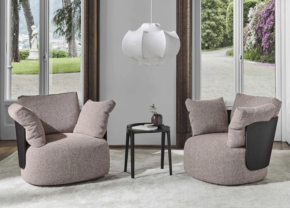 # Modern Living Room Single Sofa Wood Armchair Swivel Metal Base Fabric Upholstered Lounge Chair
