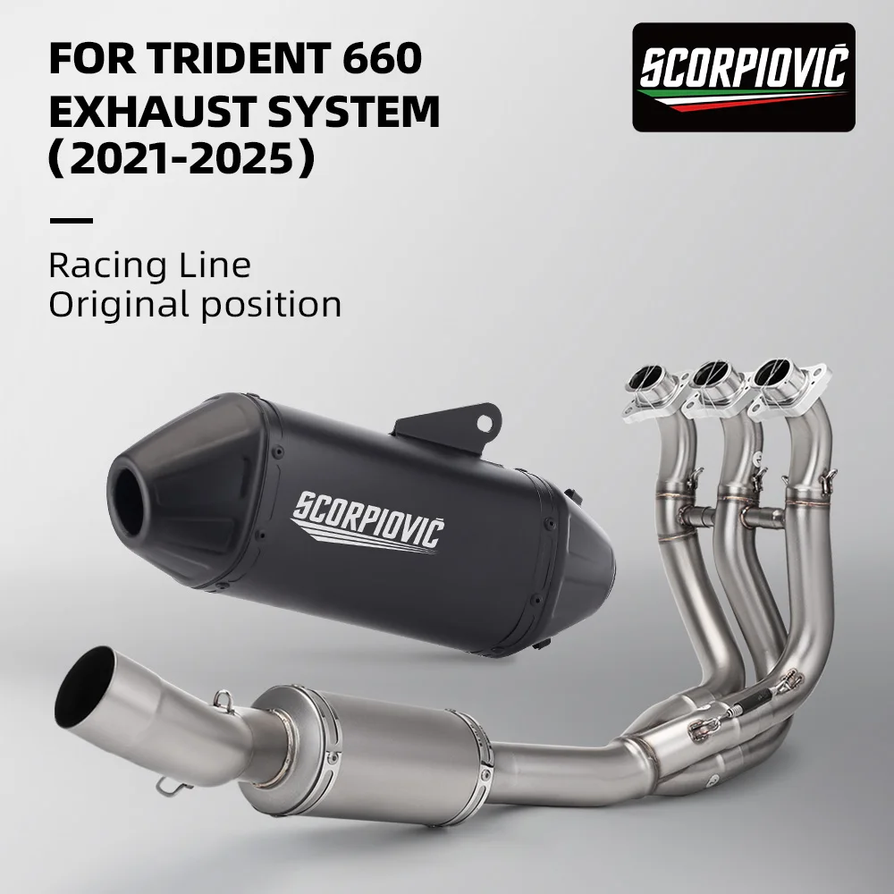 For Trident 660 Daytona 660 2021-2024 Motorcycle Exhaust Front Header Link Tube 51MM Interface Connect Muffler Pipe Escape