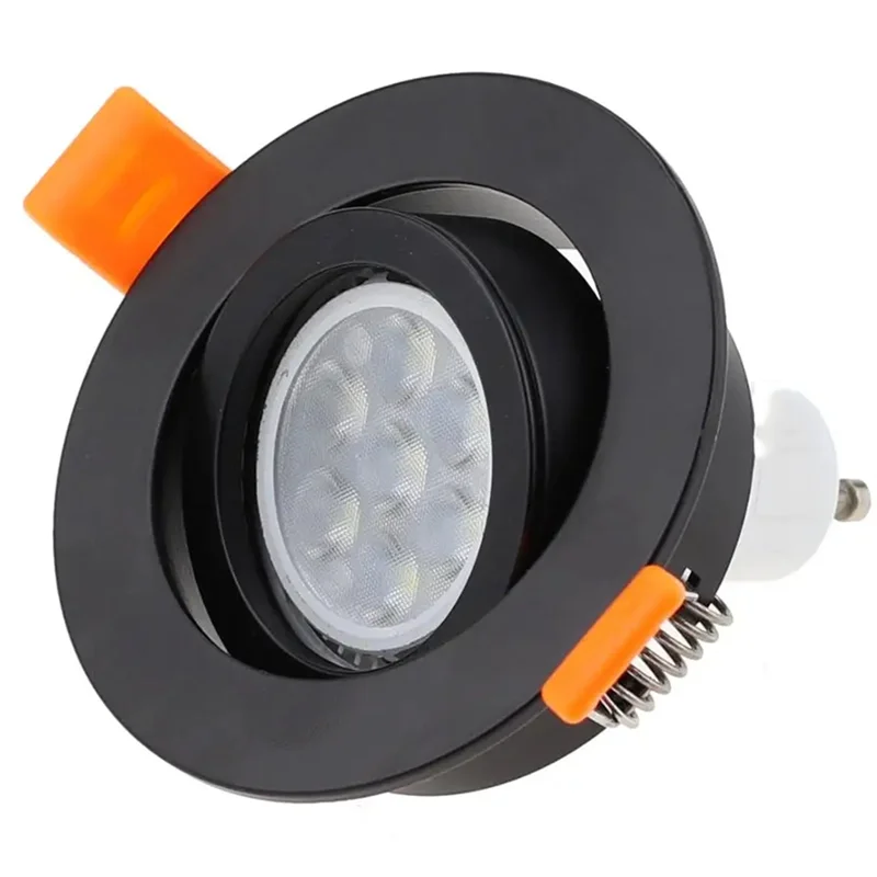 ABBP-High Quality Black Aluminum Round GU10 Adjustable Ceiling Spot Light Fixtures LED Downlight Frame Spot Light Unit