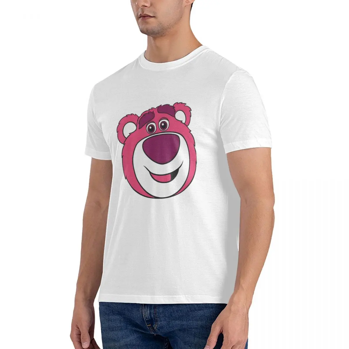 Happy Men's T Shirts Disney Toy Story Lotso Huggin Bear Awesome Tee Shirt Short Sleeve Round Collar T-Shirt 100% Cotton Unique