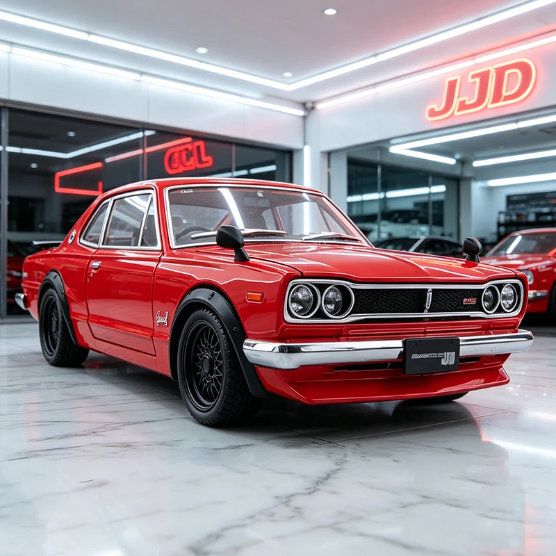 NEU 1:24 SKYLINE 2000 GTR KPGC10 Modellauto aus Legierung, Druckguss-Metallmodell mit Rückziehfunktion, Sound und Licht, Sammlerstück