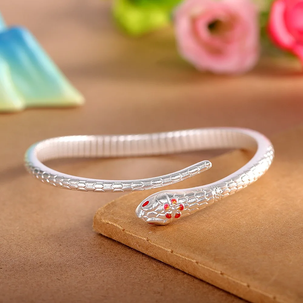 999 sterling silver enamel cherry blossom snake bracelet luxury jewelry Wedding party banquet accessories Unique design gift