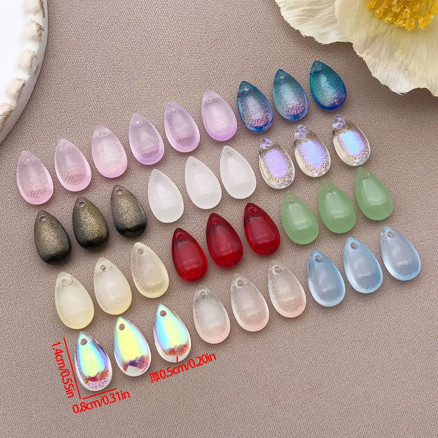 36pcs 14x8mm large glazed water droplets charms pendant DIY key chain earrings necklace jewelry accessories
