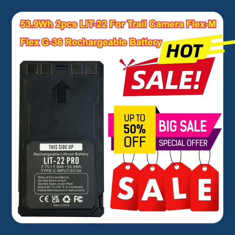 

53.9Wh 2pcs LIT-22 For Trail Camera Flex-M Flex G-36 Rechargeable Battery