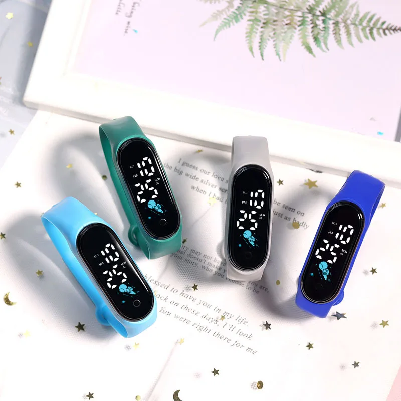เด็กกันน้ํากีฬานาฬิกาสมาร์ทสร้อยข้อมือซิลิโคนกลางแจ้งนาฬิกาอิเล็กทรอนิกส์สร้อยข้อมือเด็กนาฬิกาดิจิตอล Reloj Montre