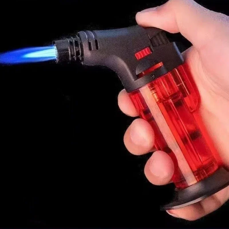 Outdoor Portable High Temperature Welding Gun Butane Gas Torch Lighter Transparent Gas Window BBQ Kitchen Turbo Cigar Lighters