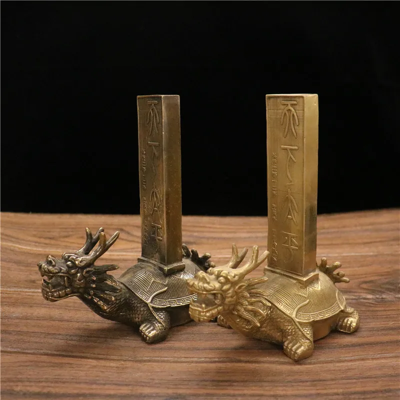 

Pure Copper Master Lower Decoration World Peace Dragon Turtle Camel Monument Beast Decoration