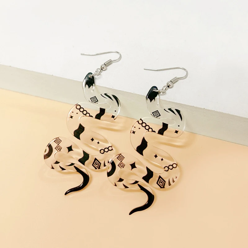 1 Pair Transparent Snake Drop Earrings Creative Acrylic For Woman Gothic Style Jewelry Holiday Gifts image 3