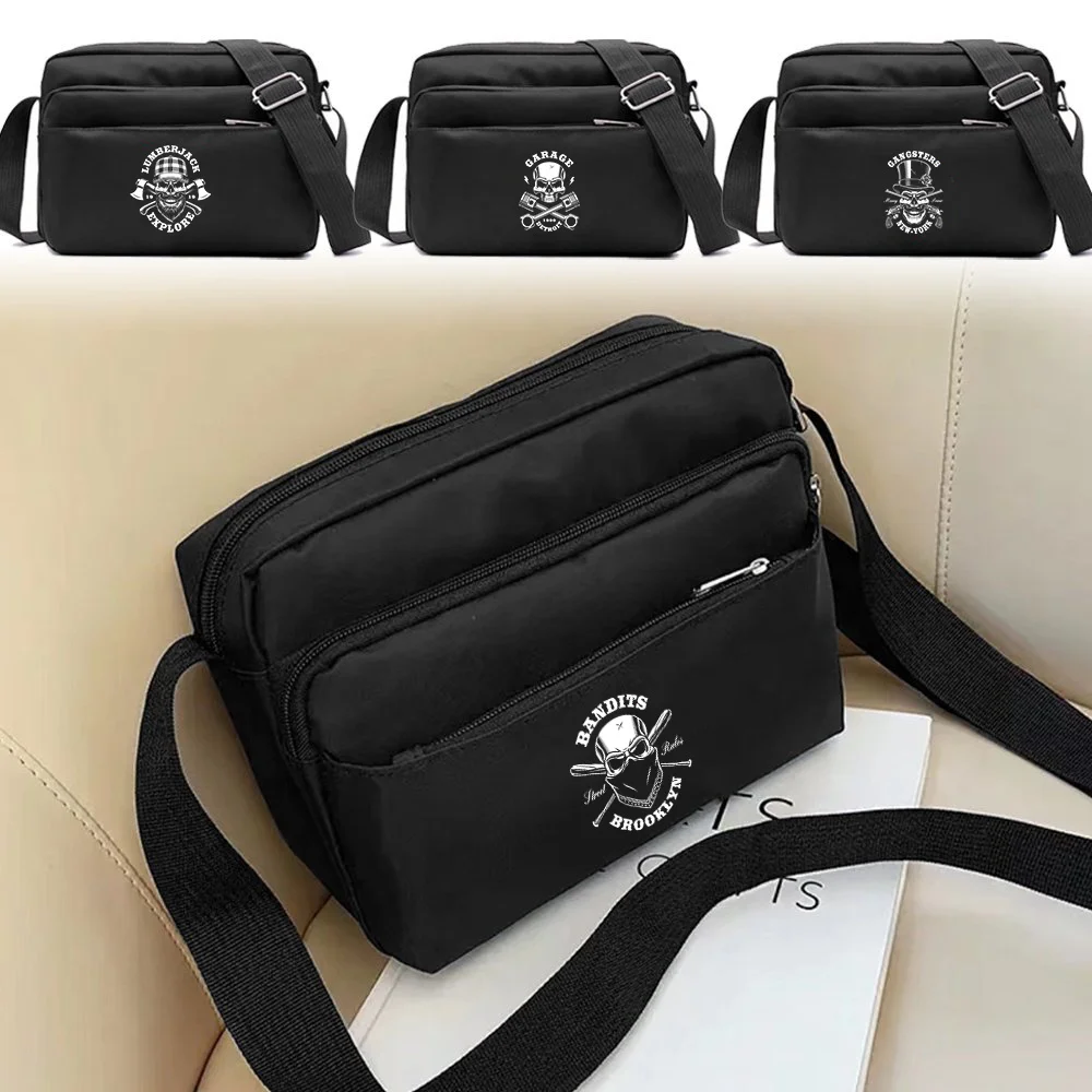 

Fashion Crossbody Bag Large Capacity Skull Series Short Trip Storage Shoulder Bag Portable Adjustable Strap Daily Shopping Bag