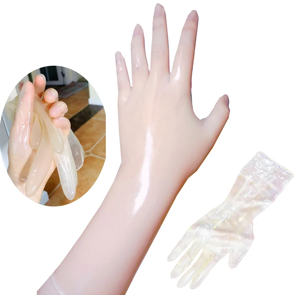 Big Sales!!! Super Thin Oiled Shiny Transparent Super Thin Latex Gloves Male To Female Sheer Cosplay Kigurumi Fetish Gloves