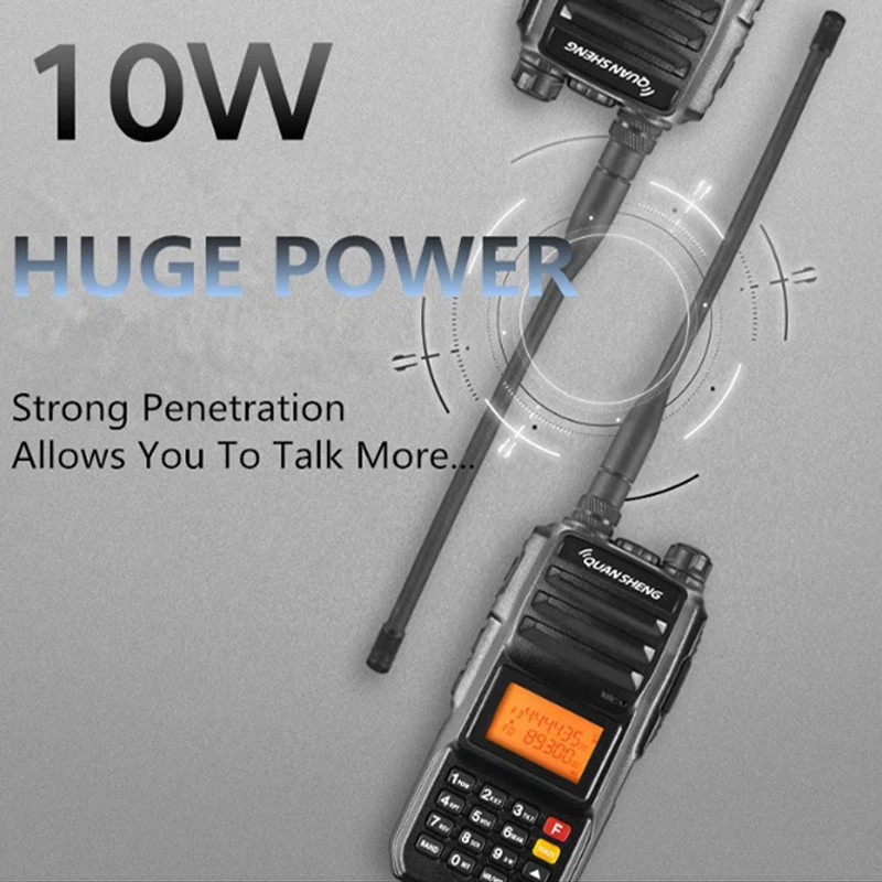 TG UV2 Plus QuanSheng Walkie Talkie 10W Long Range 4000mAh Two Way Radio 10KM VHF UHF Analog Superheterodyne FM Radio UV2Plus