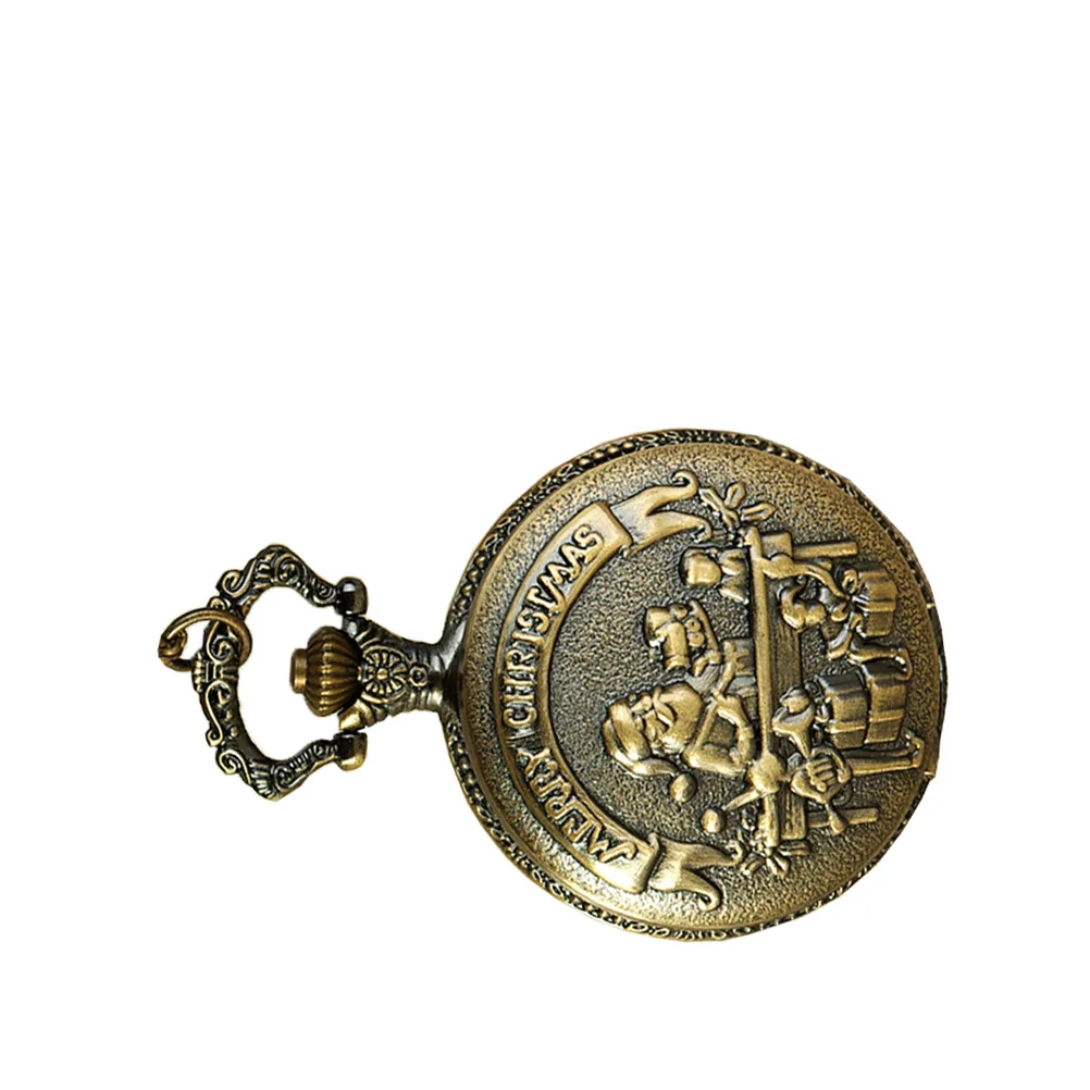 40x4.6 البرونزية الرجعية ساعة الجيب سانتا كلوز خمر الكوارتز عيد الميلاد المشي لمسافات طويلة التخييم أداة محمولة ساعة الجيب #6