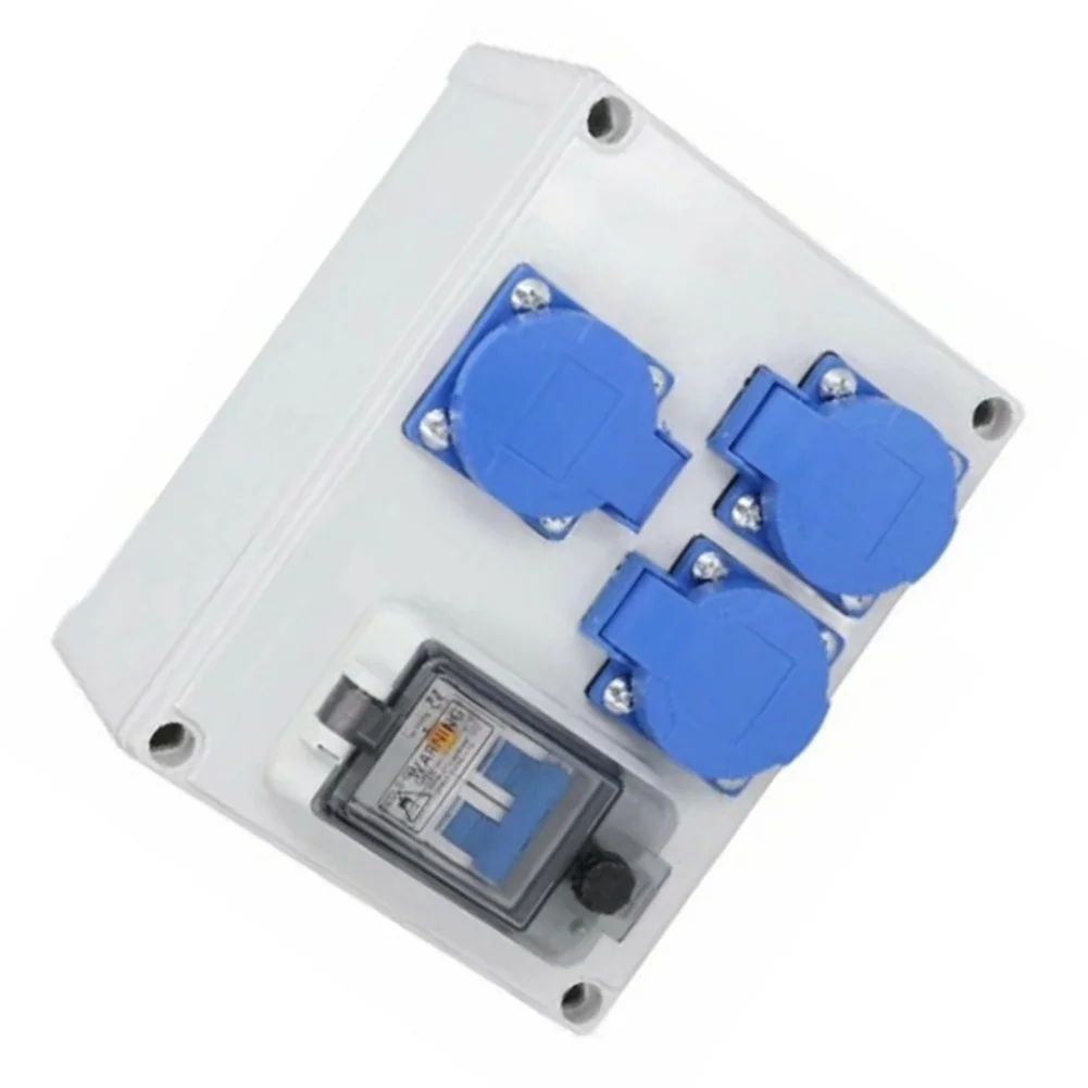 3-Way Wall Mounted Power Distributor IP54 250V 16A 1P+N Residual Current Device with Robust ABS for Outdoor Sites