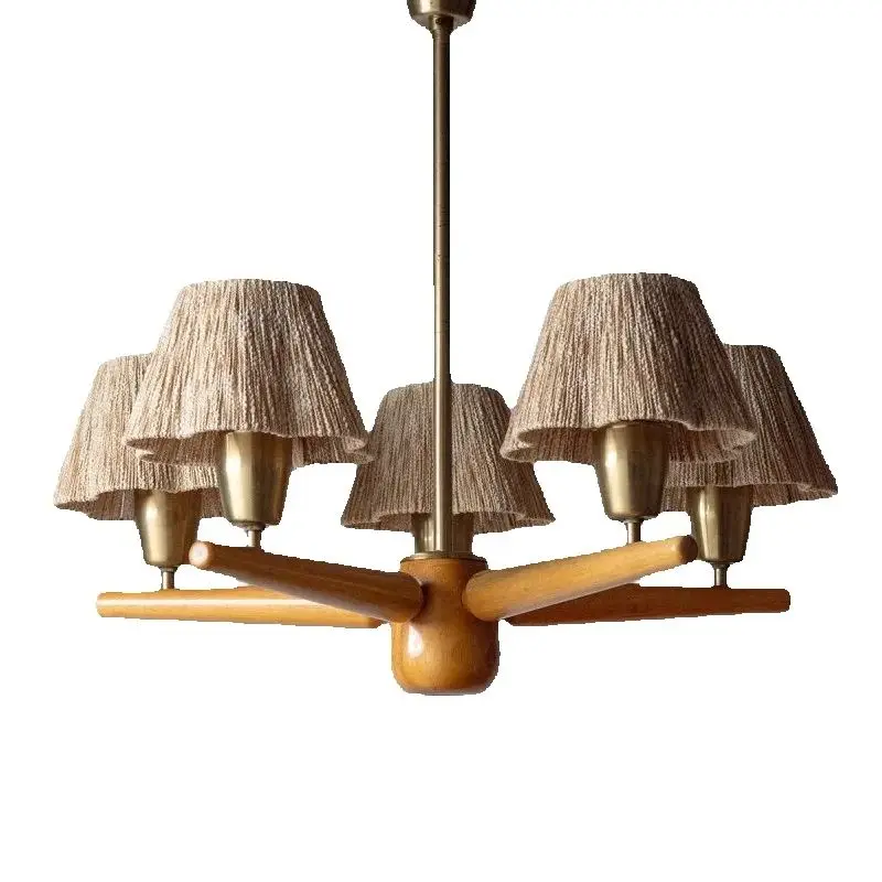 

Y Medieval antique retro French pastoral American retro living room pendant light solid wood dining room bedroom light