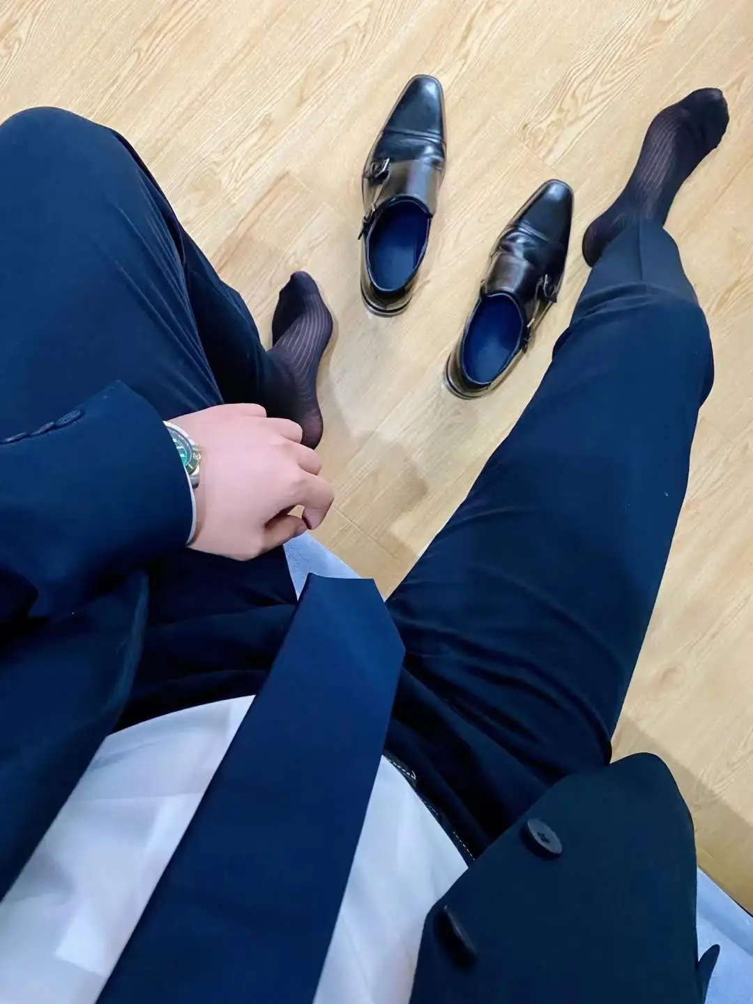Calcetines de tubo exóticos para hombre, ropa Formal, calcetines transparentes, traje Sexy ultrafino, vestido de negocios, rayas finas