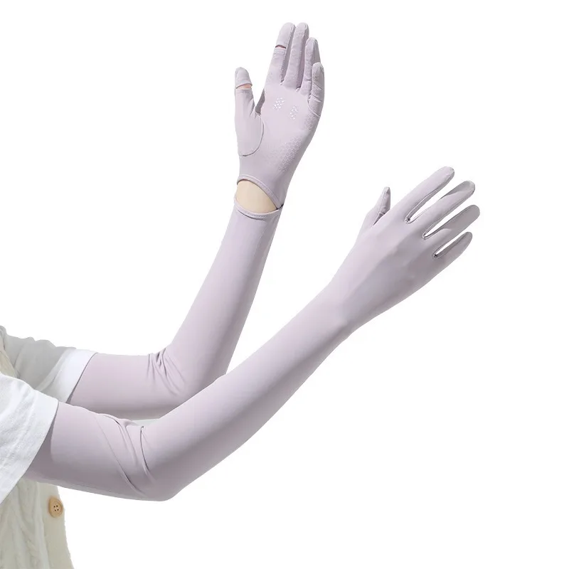 AliExpress NONE Sunscreen gloves, women's UV resistant ice sleeves, ice silk gloves, cycling thin, outdoor driving with touch screen