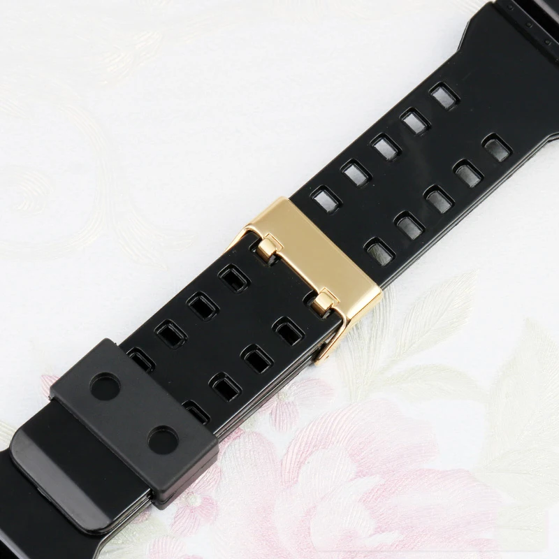 Gelang jam silikon Matte mengkilap UNTUK Casio seri hitam emas GA-110 GA100 GD120 GLS-110 Aksesori tali kamuflase olahraga 16mm