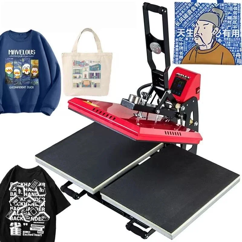 Multi-Function Heat Press Machine Pull-Out Dual-Station Magnetic Heat Press Machine Efficient and Safe T-Shirt and Bag Printing