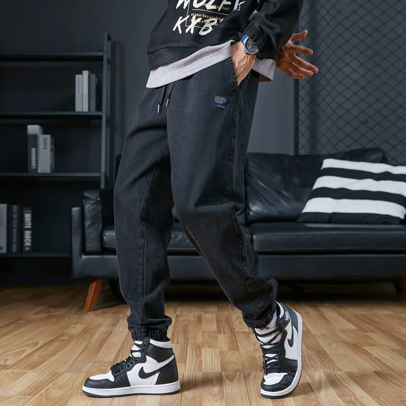 Celana panjang jins Denim pria, celana panjang kargo hitam biru, pakaian jalanan, CELANA Jogger, celana Harem longgar, ukuran besar 6XL 7XL 8XL, musim semi, musim panas, 2024