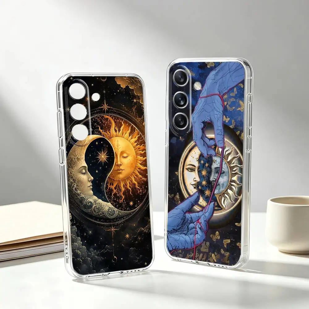 Sun and Moon AestheticArt Phone Case For Samsung Galaxy A91,80,73,72 ,71,53,52,32 ,31,22,21s,20,Transparent Soft Case