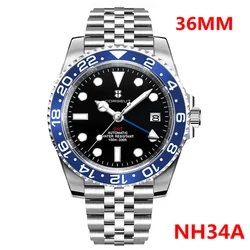 Corgeut NH34 GMT 36mm Luxury Mens Watches Automatic Mechanical Wristwatches Luminous Waterproof Sapphire Reloj Man for Watch