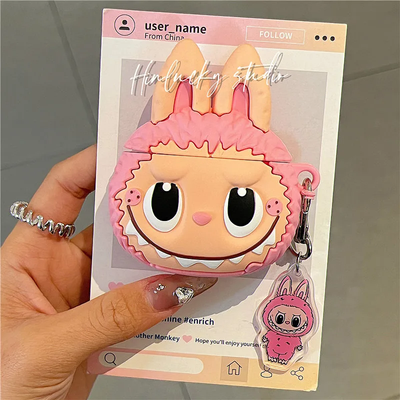 2024 Hot Stock Creative Fun Labubu Headphone Case Cartoon 1st/2nd/3rd Generation Earphone Protective Case Kawaii Birthday Gifts