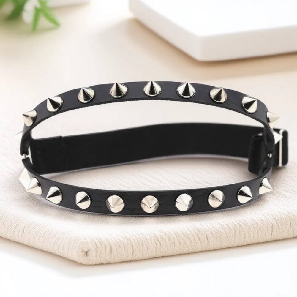 1 peça punk hip hop couro fileira dupla rebite liga cinto sexy decorativo coxa anel corrente corporal